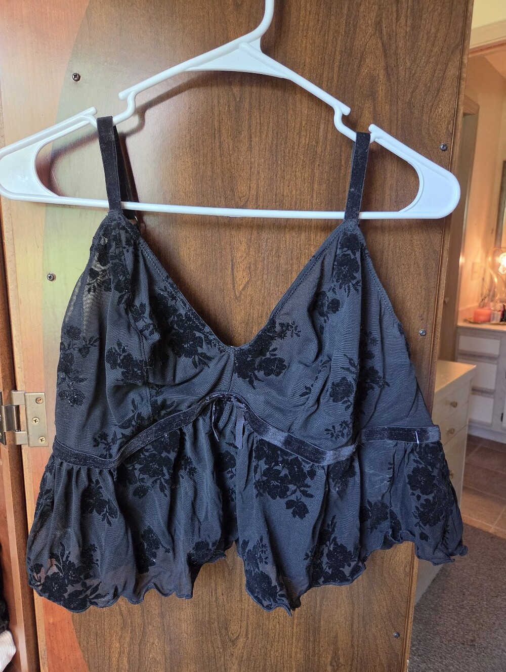 Auden Black Velvet Floral Cami & Shorts Intimate Set
